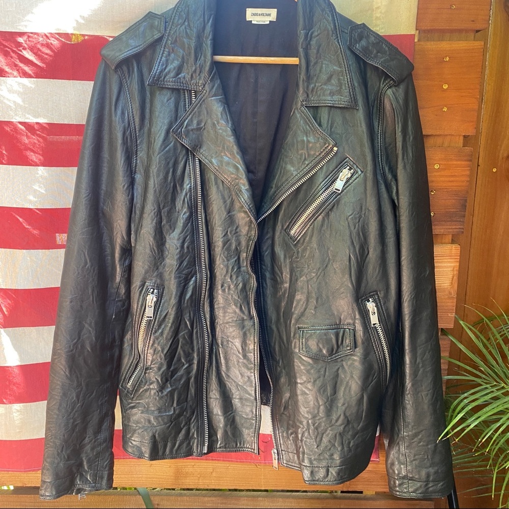 Mens Black Leather Krackle Zadig & Voltaire